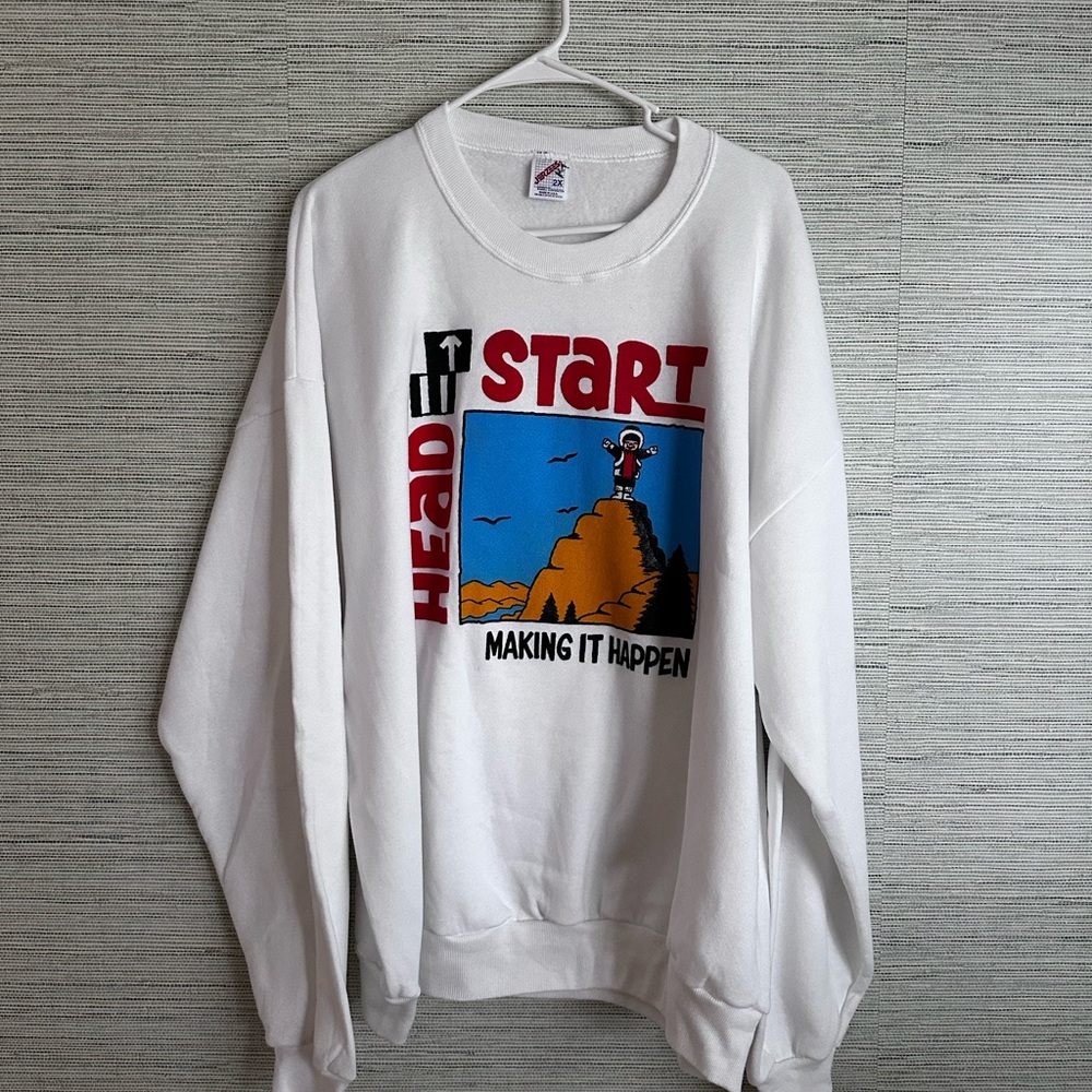 Vintage Head Start Making It Happen - White Graphic Sweatshirt School Learning